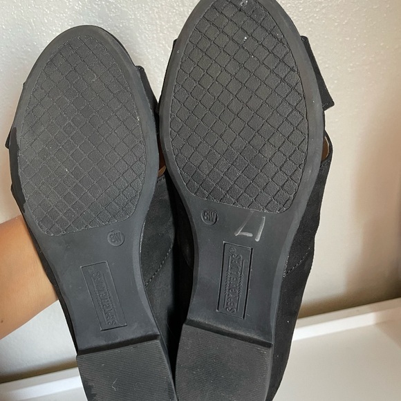 Seychelles Black Crisscross Peep-Toe Flats - Picture 4 of 6